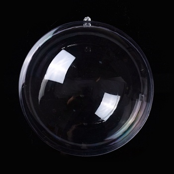 Openable Transparent Plastic Pendants, Fillable Plastic Bauble Christmas Ornament, Round, Clear, 16.4x15.6cm, Hole: 3mm, Inner Size: 15.3cm