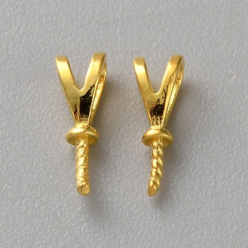 Sterling Silver Peg Bails Pendants, for Half Drilled Bead, Golden, 10.5x3x3mm, Hole: 2x1.5mm