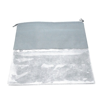 Blank Non-Woven DIY Craft Drawstring Storage Bags, with Plastic Clear Window, for Gift & Shopping Bags, Gray, 45x45x0.06~0.45cm