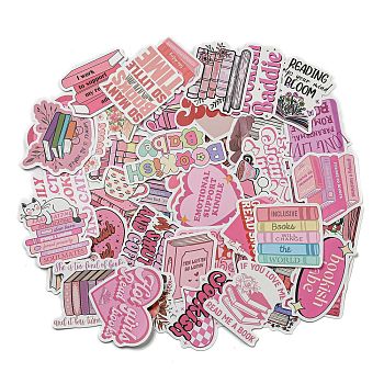 50Pcs/set Paper Stickers, for DIY Photo Album Diary Scrapbook Decoration, Pink, 34~64x38~75x0.2mm