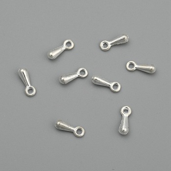 Alloy Charms, Chain Extender Drop, Teardrop, Silver Color Plated, 7x2.5x2mm, Hole: 1mm, about 5000pcs/bag