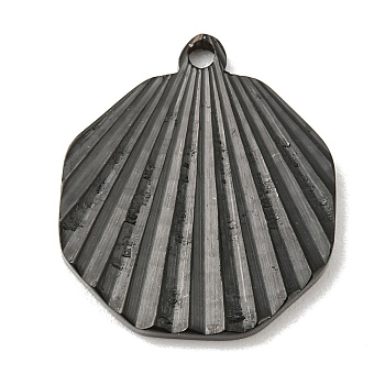 Ion Plating(IP) 304 Stainless Steel Pendants, Shell Shape Charm, Black, 20.5x17.5x1.8mm, Hole: 1.5mm