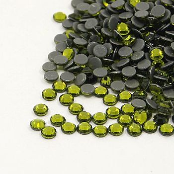 Glass Hotfix Rhinestone, Grade AA, Flat Back & Faceted, Half Round, Olivine, SS8, 2.3~2.4mm, about 1440pcs/bag