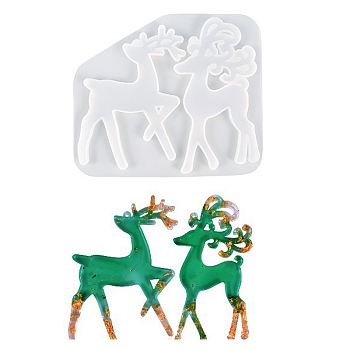 DIY Christmas Reindeer Pendant Silicone Molds, Resin Casting Molds, for UV Resin, Epoxy Resin Craft Making, White, 152x176x8.5mm, Inner Diameter: 118~134x73~85mm