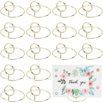 Alloy Place Card Holder, Cute Table Card Holder, for Wedding Decoration, Round, Golden, 60x37.5mm