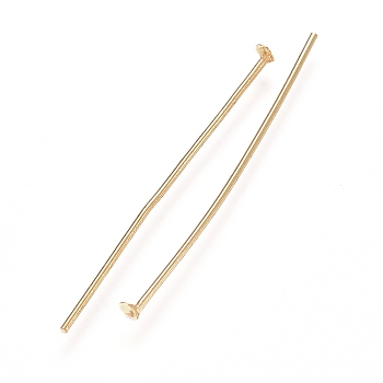 304 Stainless Steel Flat Head Pins, Real 18K Gold Plated, 30x0.7mm, Head: 1.5mm