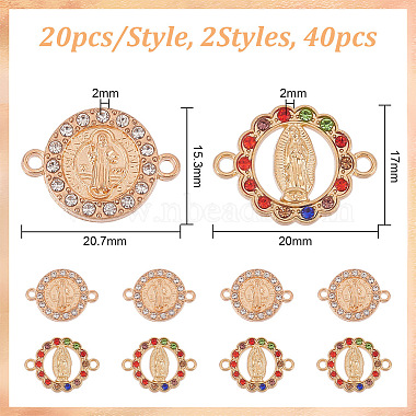 40Pcs 2 Styles Flat Round Alloy Connector Charms(FIND-GO0001-33)-2