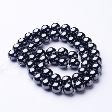 8 mm grade aaa rond noir non-magnétiques hématite synthétiques brins de perles(X-G-H1071-1)-2