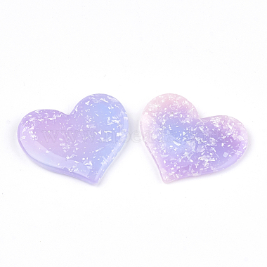 35mm Lilac Heart Resin Cabochons