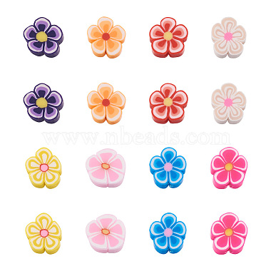 Mixed Color Flower Polymer Clay Beads