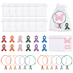 Mental Health Awarenes Theme Alloy Enamel Awareness Ribbon with Word Hope Charm Braided Bead Bracelets Kits, with 12Pcs 6 Colors Brooch & 12Pcs Organza Bags & 12Pcs Cards, Mixed Color, Inner Diameter: 55mm, 2pcs/color(SJEW-WR00001)