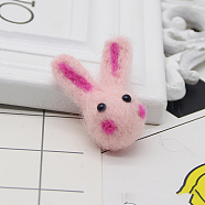 Wool Felt Cabochons, Rabbit, Pink, 37~40x20~22mm(FABR-PW0001-146B)