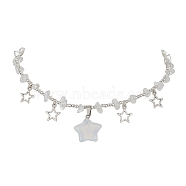 Opalite & Alloy Star Charms Bib Necklace with Chips Beaded Chains, 14.57 inch(37cm)(NJEW-JN04512-02)