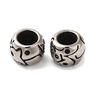 304 Stainless Steel European Beads, Large Hole Beads, Rondelle, Antique Silver, 10.5x8mm, Hole: 6mm(STAS-A080-38AS)