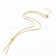 304 Stainless Steel Box Chain, Venice Chains Necklace Making, with Slider Stopper Beads, Lobster Claw Clasps and Heart Extension Chain, Golden, 20.86 inch(53cm)(AJEW-JB00779-02)