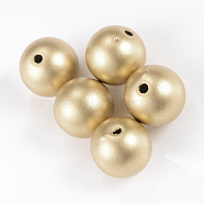 Matte Style Spray Painted Acrylic Beads, Round, Gold, 18mm, Hole: 2mm(X-ACRP-S669-18mm-02)