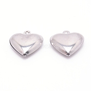 Stainless Steel Pendants, Heart, Stainless Steel Color, 26x25x8mm, Hole: 1.8mm(STAS-WH0022-25P)