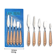 5Pcs Painting Knife Sets, Painting Scraper, Stainless Steel Palette Knife, Painting Art Spatula with Wood Handle, Art Painting Knife Tools for Oil Canvas Acrylic Painting, Tan, 17~21.5cm(PW-WG71730-02)