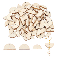 30 Sets 3 Sizes Undyed Wood Connector Charms, Half Round Links, BurlyWood, 9.5~13x19.5~26.5x2.5mm, Hole: 1~1.2mm(WOOD-OC0002-94)