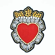 Heart Beading Sequin Rhinestone Costume Accessories, for Valentine's Day, Red, 96x75mm(WG45904-06)