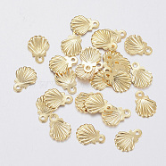 304 Stainless Steel Charms, Shell, Real 18K Gold Plated, 7.5x5.5x0.8mm, Hole: 0.8mm(STAS-F160-32G)