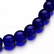 Glass Round Bead Strands, Midnight Blue, 8mm, Hole: 1mm, about 40pcs/strand, 11 inch(GLAA-I028-8mm-13)