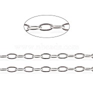 304 Stainless Steel Cable Chains, Soldered, with Card Paper, Flat Oval, Stainless Steel Color, Links: 4x2x0.5mm, about 32.8 Feet(10m)/card(CHS-L024-017P)