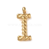 316 Surgical Stainless Steel Pendants & Charms, Golden, Letter I, 14.5x5.5x2mm, Hole: 2mm(STAS-D031-01I)