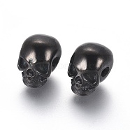 304 Stainless Steel Beads, Skull, Gunmetal, 11x8x10mm, Hole: 2.5mm(STAS-G204-46B)