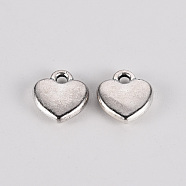 Tibetan Style Alloy Charms, Lead Free & Cadmium Free, Heart, Antique Silver, 9.5x8x2mm, Hole: 1.4mm(X-TIBE-N010-74AS-RS)