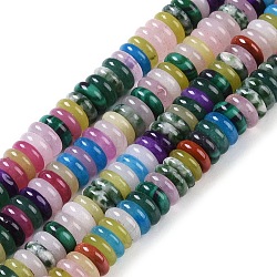 Natural & Synthetic Mixed Stone Beads Strands, Rondelle, Mixed Dyed and Undyed, 6~6.5x2~2.5mm, Hole: 1mm, about 181~191pcs/strand, 15.16~15.35''(38.5~39.1cm)(G-Q159-B12-01)