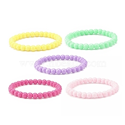 Candy Color Acrylic Beaded Stretch Bracelet for Kids, Mixed Color, Inner Diameter: 1-3/4 inch(4.6cm)(BJEW-JB08053)