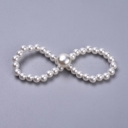 Plastic Imitation Pearl Cabochons, Hair Findings, Bowknot, White, 29x86x14mm(SIL-I001-01)