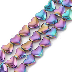 Electroplate Non-magnetic Synthetic Hematite Beads Strands, Heart, Multi-color Plated, 6x5.5x3mm, Hole: 1mm, about 70pcs/strand, 15.7 inch(X-G-T061-101D)