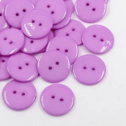 Acrylic Sewing Buttons, Plastic Buttons for Costume Design, 2-Hole, Dyed, Flat Round, Medium Orchid, 17x2mm, Hole: 1mm(BUTT-E084-B-07)