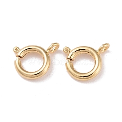 Eco-friendly Brass Spring Ring Clasps, Cadmium Free & Lead Free, Long-Lasting Plated, Real 24K Gold Plated, 11.4x9x2mm, Hole: 1.5mm, Inner Diameter: 5mm(KK-D082-01B-G)