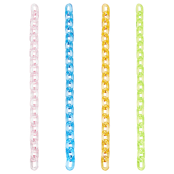 4Pcs 4 Colors Acrylic Cross Chains, Decorate Accessories, Mixed Color, 395mm