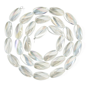 1Strand Electroplate Transparent Glass Beads Strands, Teardrop, Clear AB, 26x13x5.5~7mm, Hole: 1.5mm, about 30pcs/strand, 30.12~30.51 inch(76.5~77.5cm)