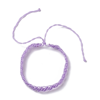 Nylon Thread Braided Cord Bracelet, Lucky Adjustable Bracelet for Women, Lilac, Inner Diameter: 2~4-3/4 inch(5.1~12.1cm)
