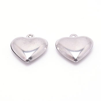 Stainless Steel Pendants, Heart, Stainless Steel Color, 26x25x8mm, Hole: 1.8mm