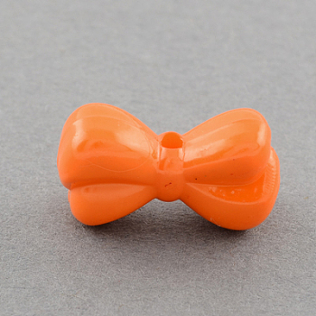 Opaque Acrylic Bow Beads, Dark Orange, 10x18x7mm, Hole: 2mm, about 585pcs/488g