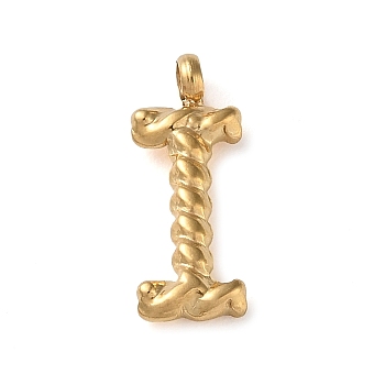316 Surgical Stainless Steel Pendants & Charms, Golden, Letter I, 14.5x5.5x2mm, Hole: 2mm