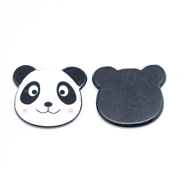 Plastic Cabochons, Panda, White, 26x28x2.5mm