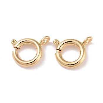 Eco-friendly Brass Spring Ring Clasps, Cadmium Free & Lead Free, Long-Lasting Plated, Real 24K Gold Plated, 11.4x9x2mm, Hole: 1.5mm, Inner Diameter: 5mm