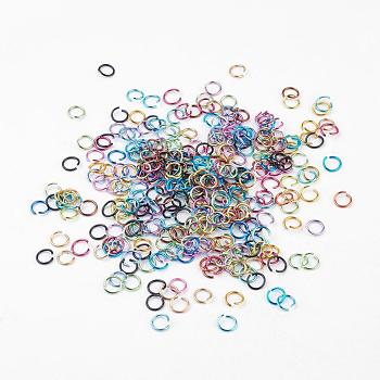 Aluminum Wire Open Jump Rings, Ring, Mixed Color, 18 Gauge, 8x1mm, Inner Diameter: 6mm, about 3600pcs/200g