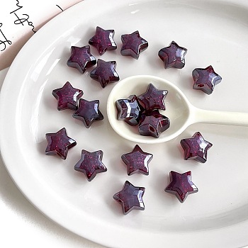 Transparent Acrylic Beads, with Glitter Powder, Star, Purple, 20.8x21.8x13.1mm, Hole: 3.5mm