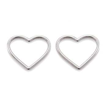 304 Stainless Steel Linking Rings, Heart, Stainless Steel Color, 24x28x2mm