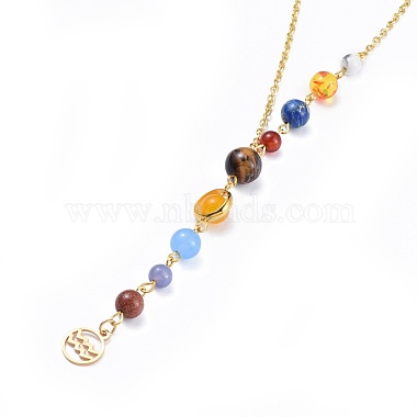 Universe Galaxy The Nine Planets Guardian Star Stone Necklaces(NJEW-JN02413-11)-2