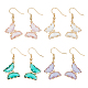 4 Pairs 4 Colors Real 14K Gold Plated Cubic Zirconia Butterfly Dangle Earrings(EJEW-AN0003-82)-1