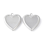 Non-Tarnish 304 Stainless Steel Locket Pendants, Photo Frame Charms for Necklaces, Heart, Platinum, Tray: 13x16mm, 25x22.5x4.5mm, Hole: 2mm(STAS-K192-09P-01)